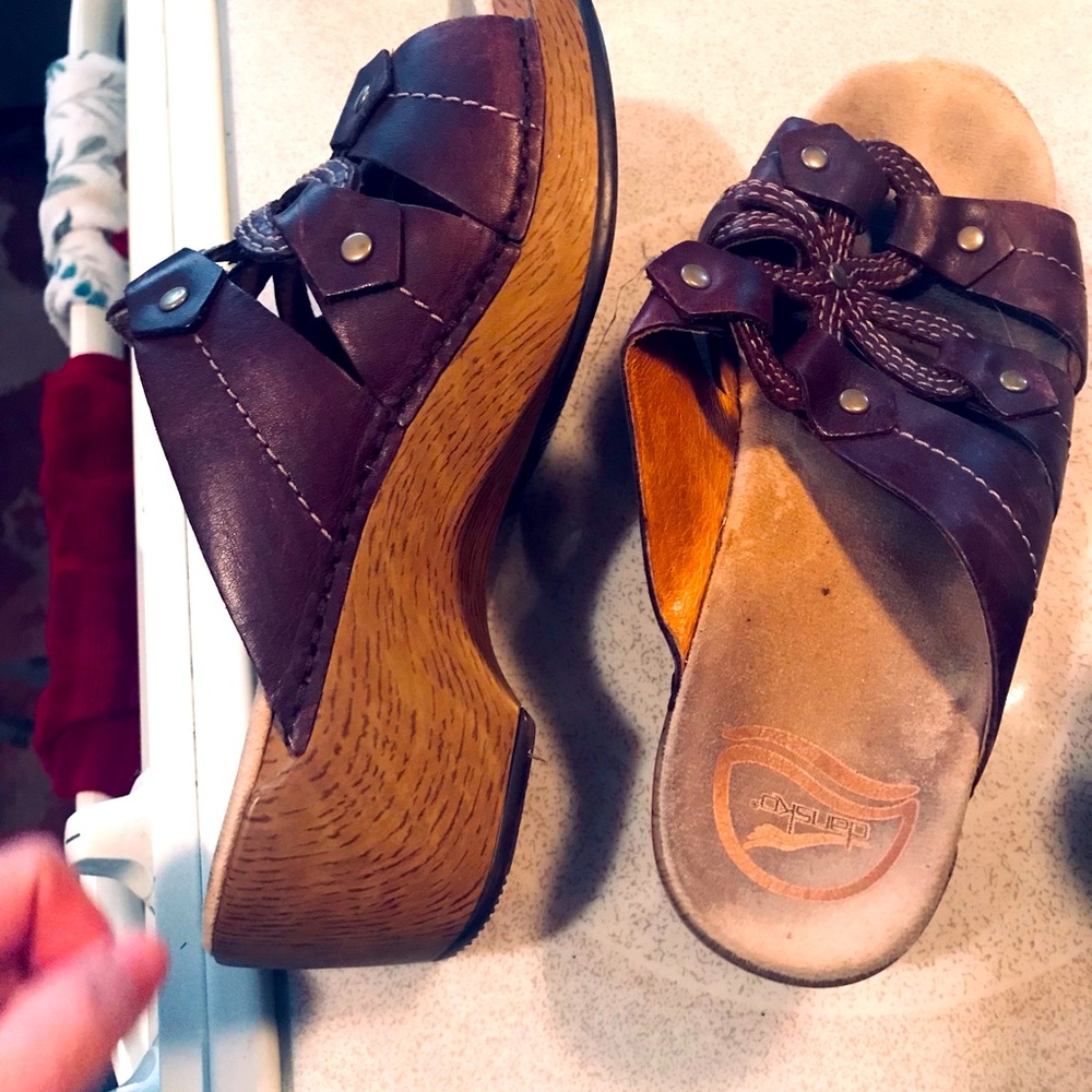 Dansko brown leather clogs